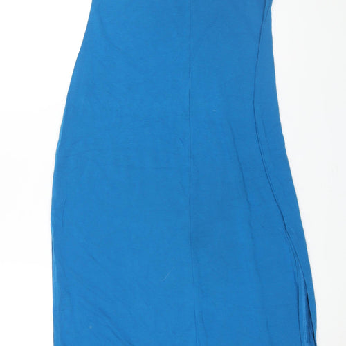 Dynamite Womens Blue Polyester Maxi Size M V-Neck Pullover - Side Slits