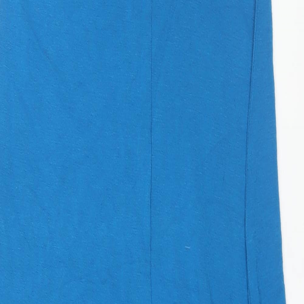 Dynamite Womens Blue Polyester Maxi Size M V-Neck Pullover - Side Slits