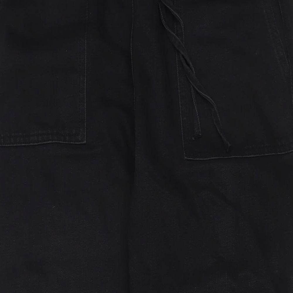 NEXT Womens Black Cotton Capri Jeans Size 12 L27 in Regular Drawstring - Jogger