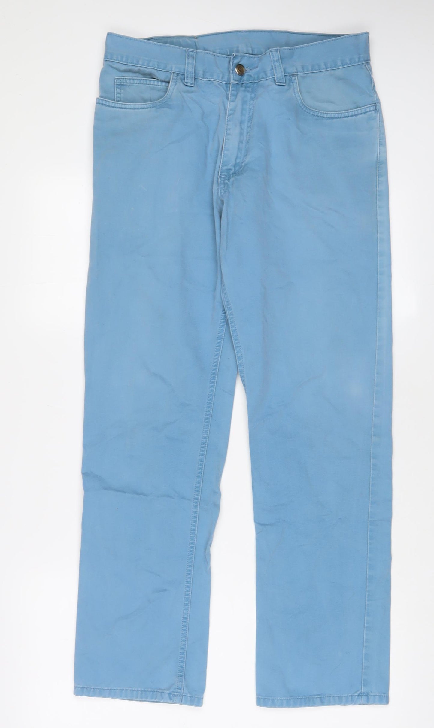 Brocks Mens Blue Cotton Straight Jeans Size 32 in L30 in Regular Zip