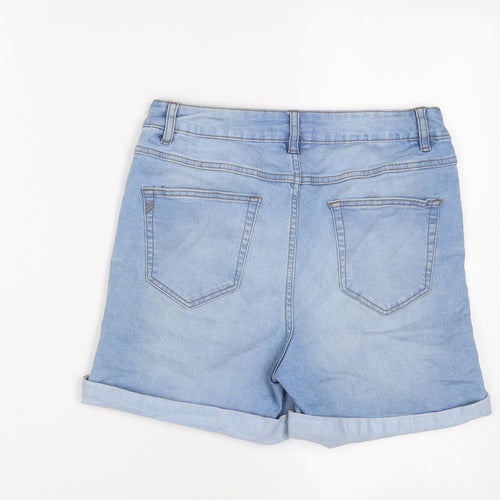George Womens Blue Cotton Basic Shorts Size 10 L4 in Regular Zip