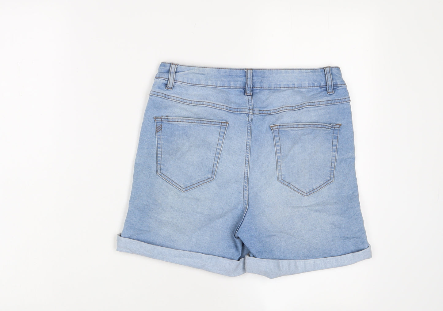 George Womens Blue Cotton Basic Shorts Size 10 L4 in Regular Zip