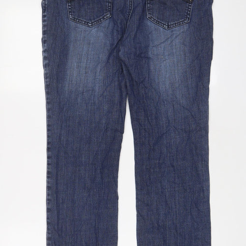 Marks and Spencer Womens Blue Cotton Straight Jeans Size 34 in L26 in Regular Zip