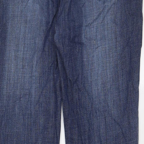 Marks and Spencer Womens Blue Cotton Straight Jeans Size 34 in L26 in Regular Zip