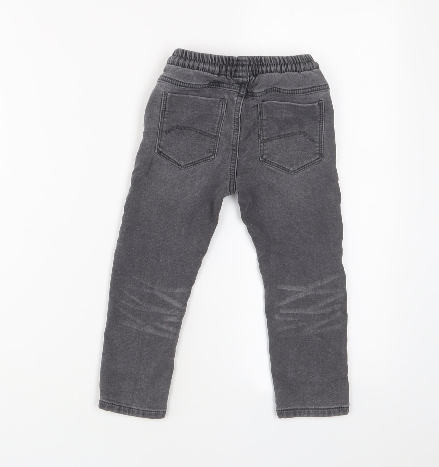 NEXT Boys Grey Cotton Skinny Jeans Size 2-3 Years Regular Drawstring