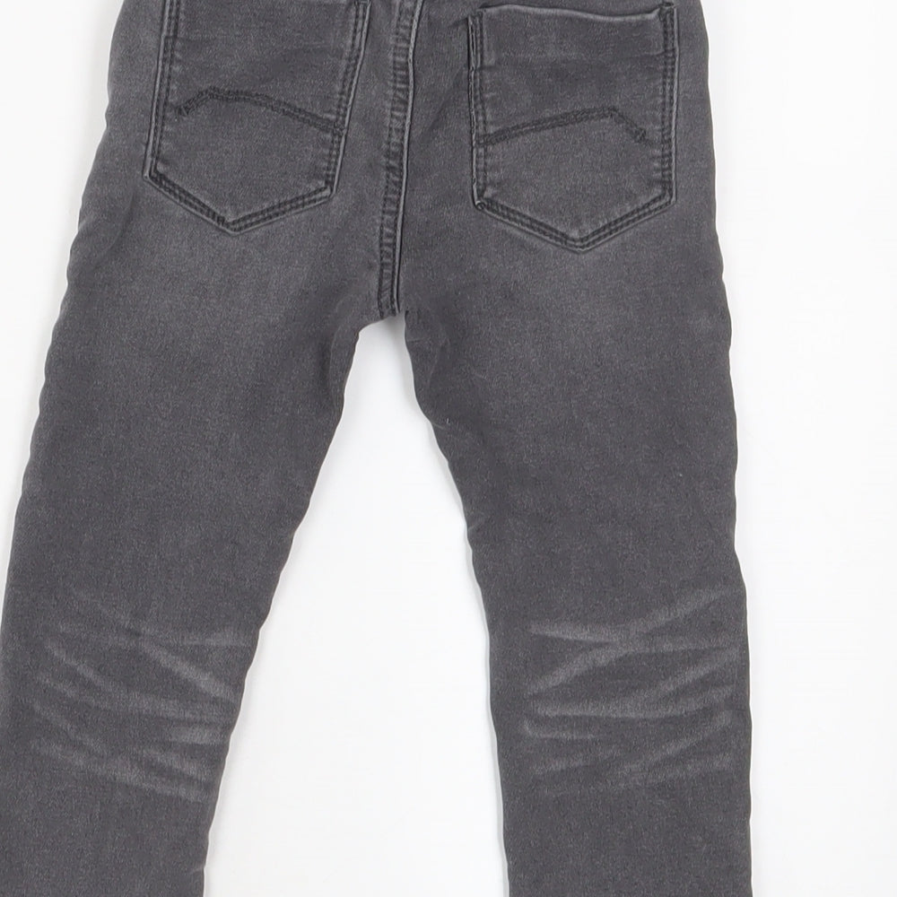 NEXT Boys Grey Cotton Skinny Jeans Size 2-3 Years Regular Drawstring