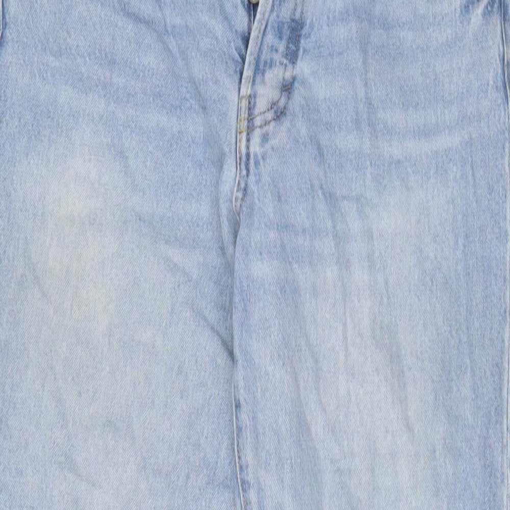 H&M Womens Blue Cotton Straight Jeans Size 8 L24 in Regular Button