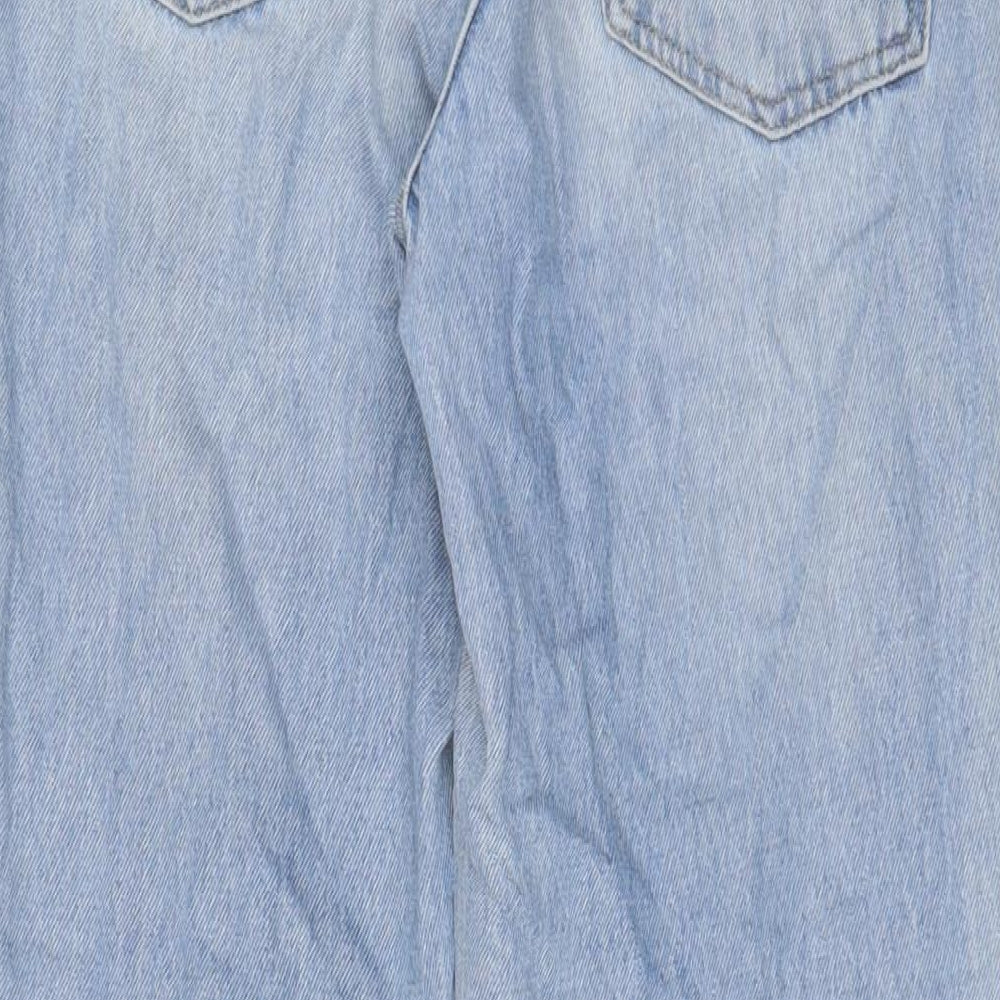 H&M Womens Blue Cotton Straight Jeans Size 8 L24 in Regular Button