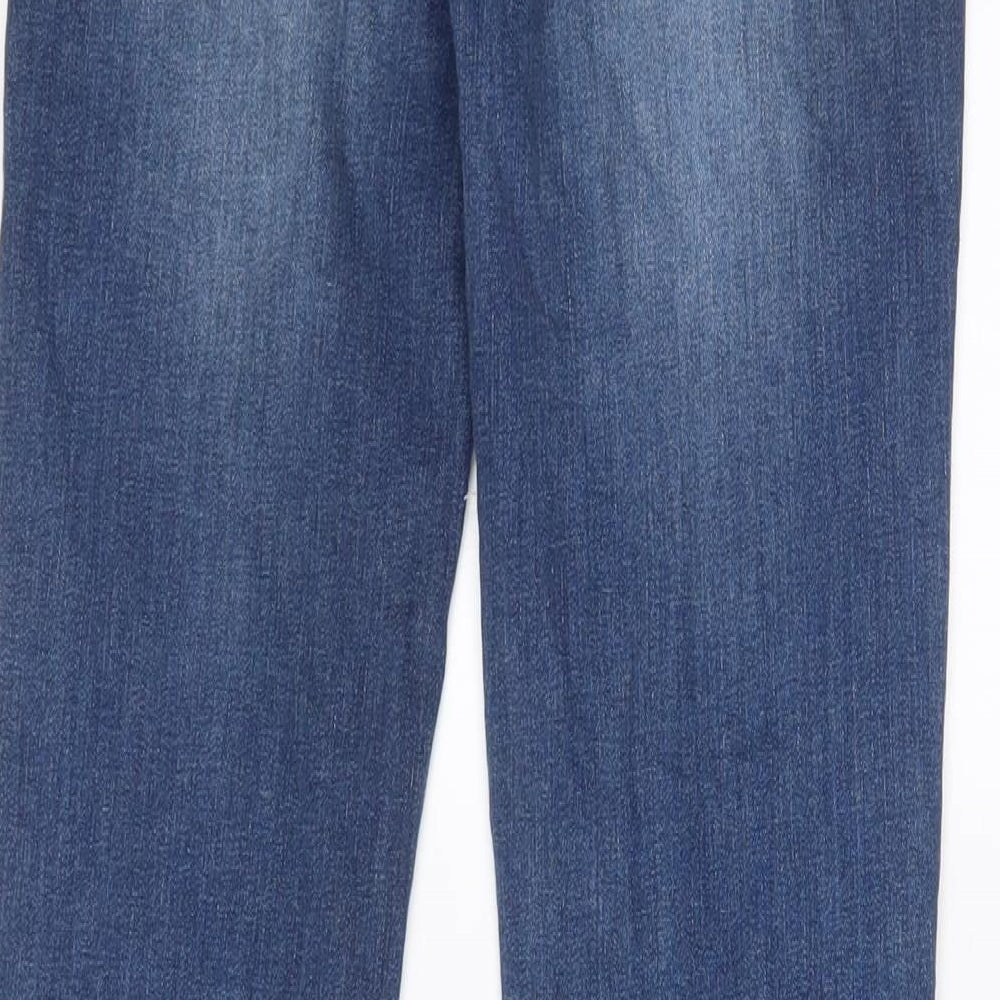 Studio F Womens Blue Cotton Flared Jeans Size 10 L31 in Regular Zip