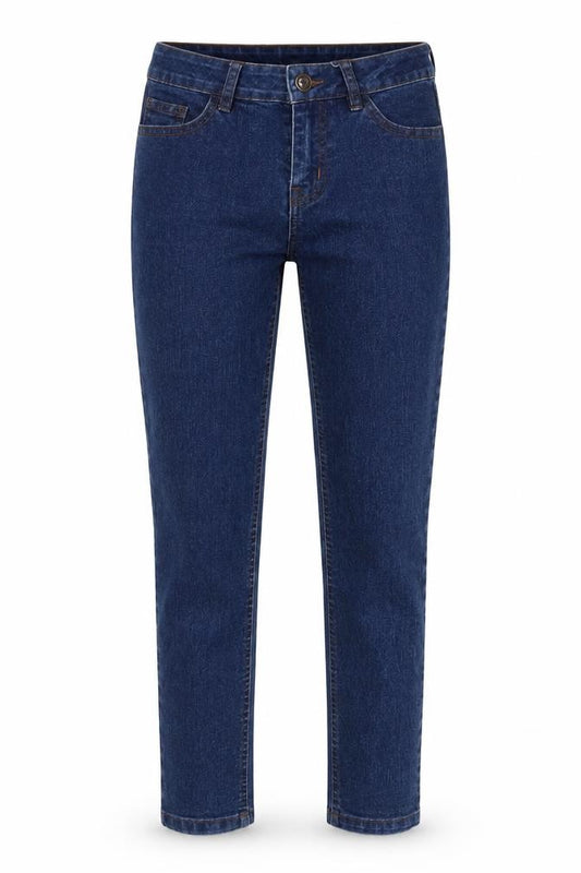 Front view of New Look women’s blue cotton skinny jeans, size UK 6, 25-inch leg regular zip