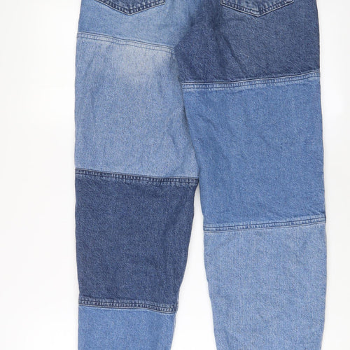 H&M Womens Blue Cotton Straight Jeans Size 8 L32 in Regular Zip