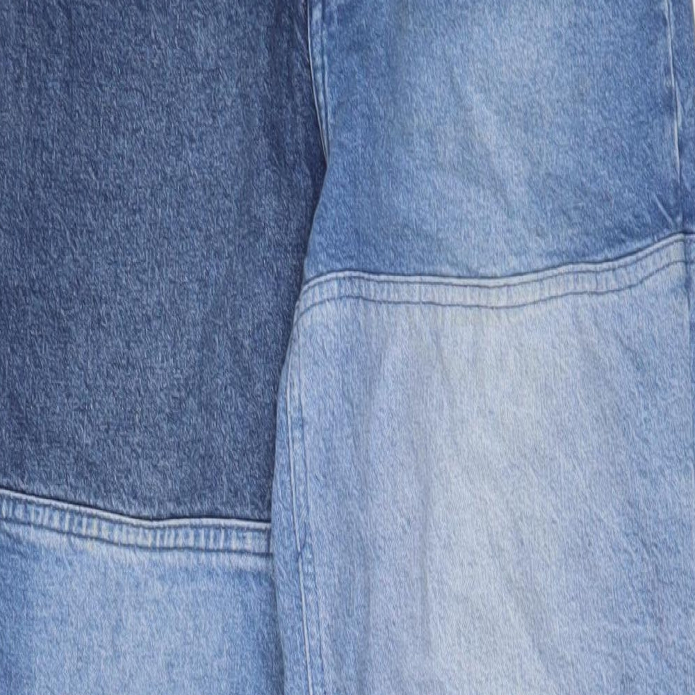 H&M Womens Blue Cotton Straight Jeans Size 8 L32 in Regular Zip