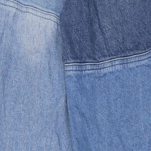 H&M Womens Blue Cotton Straight Jeans Size 8 L32 in Regular Zip