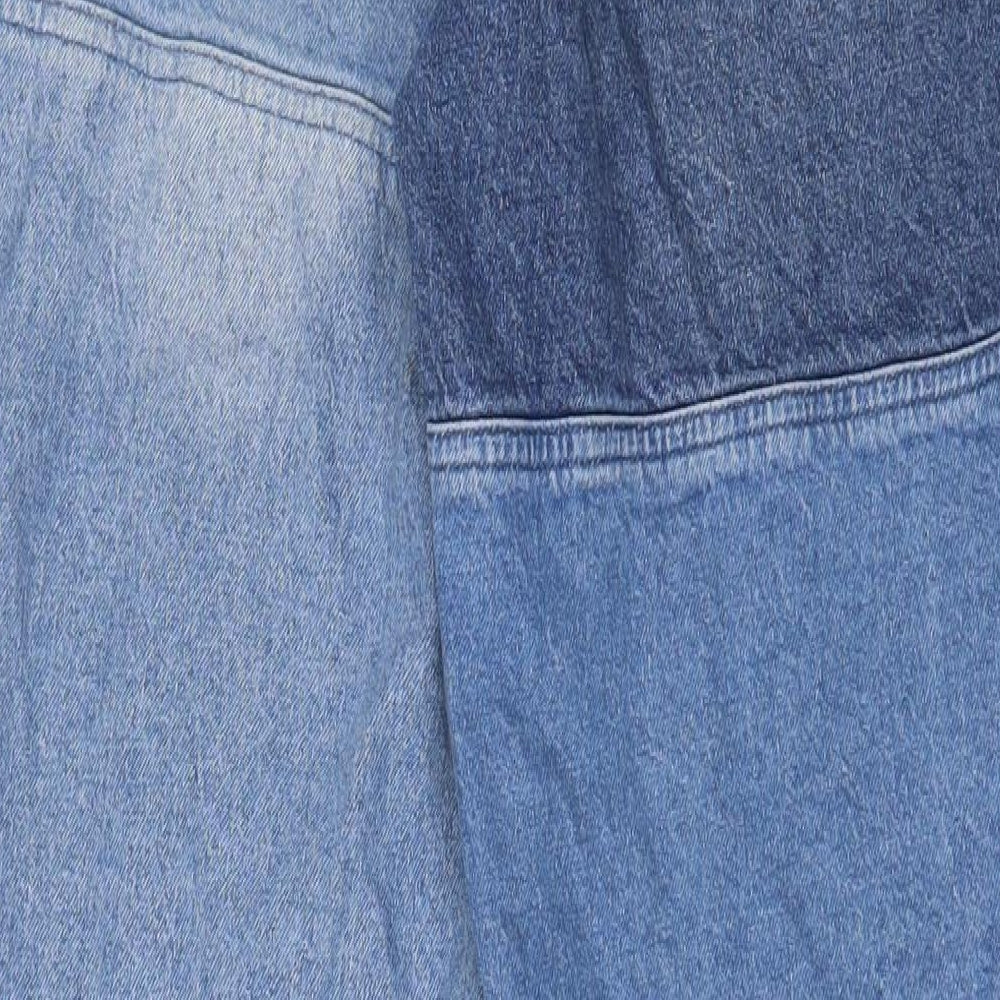H&M Womens Blue Cotton Straight Jeans Size 8 L32 in Regular Zip