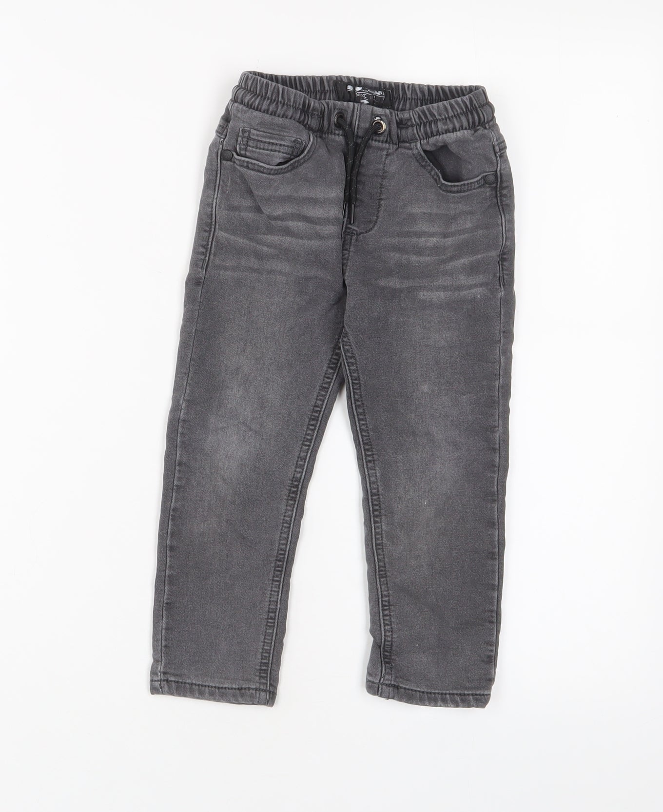 NEXT Boys Grey Cotton Skinny Jeans Size 2-3 Years Regular Drawstring