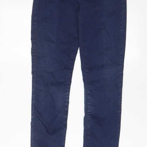 Marks and Spencer Womens Blue Cotton Skinny Jeans Size 8 L31 in Regular Zip
