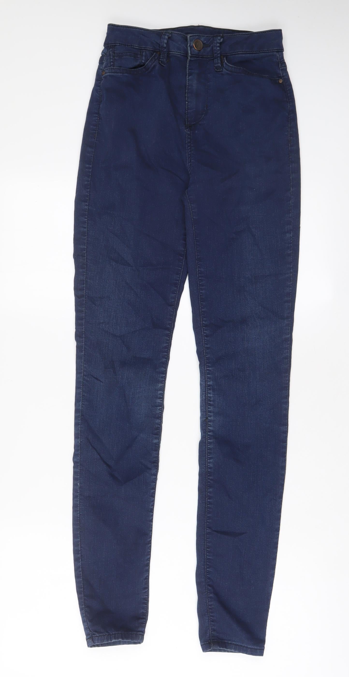 Marks and Spencer Womens Blue Cotton Skinny Jeans Size 8 L31 in Regular Zip