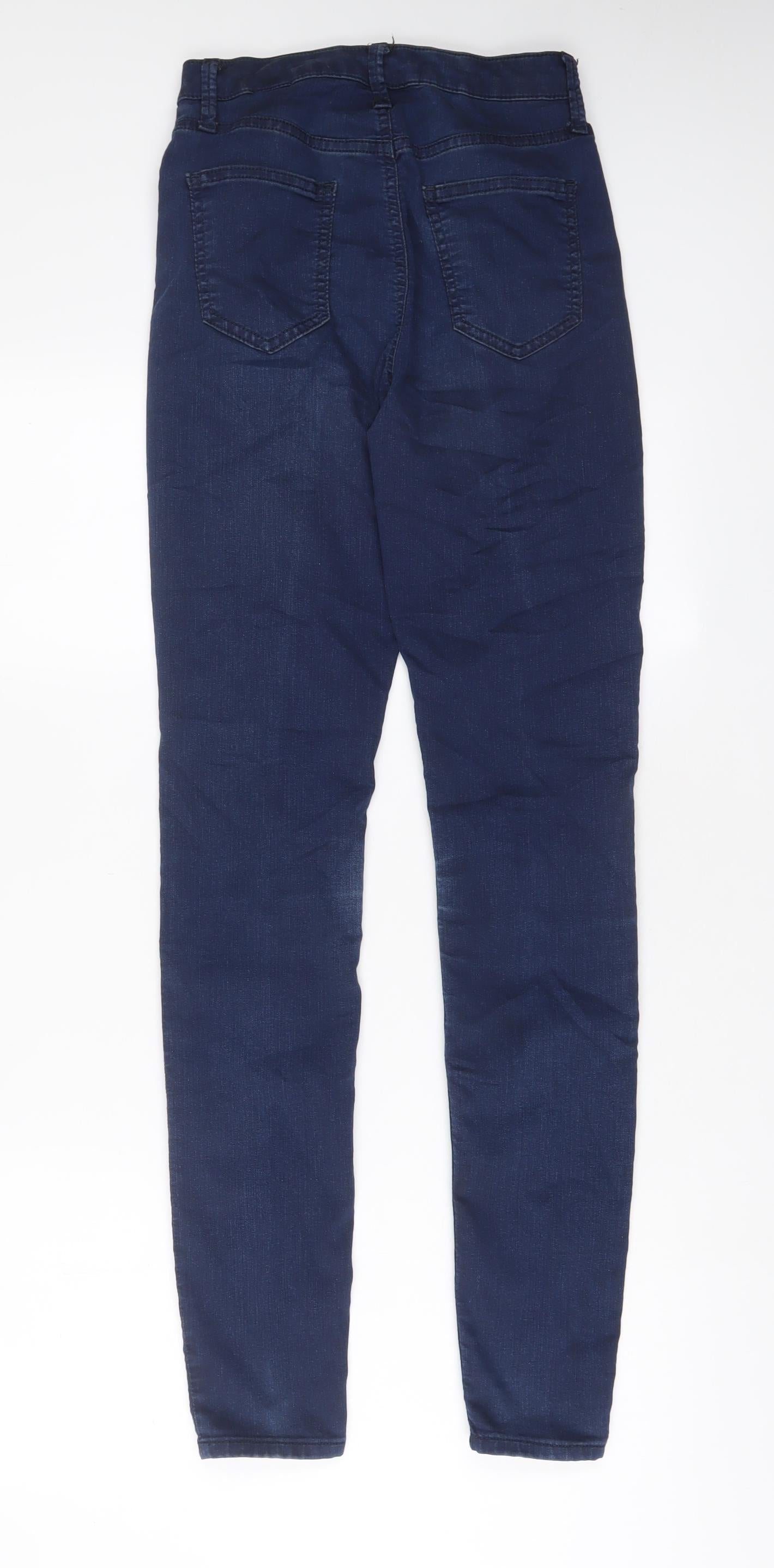 Marks and Spencer Womens Blue Cotton Skinny Jeans Size 8 L31 in Regular Zip
