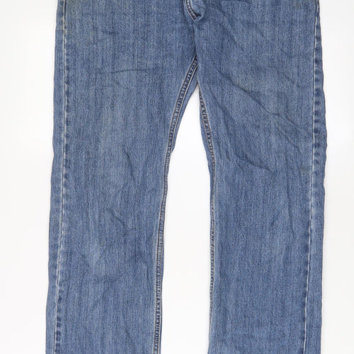 Marks and Spencer Mens Blue Cotton Straight Jeans Size 30 in L31 in Regular Zip