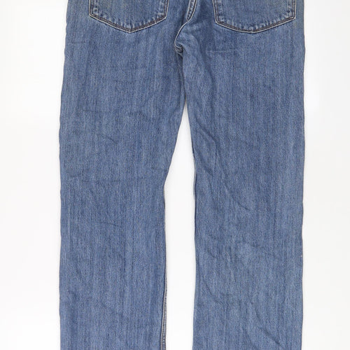 Marks and Spencer Mens Blue Cotton Straight Jeans Size 30 in L31 in Regular Zip
