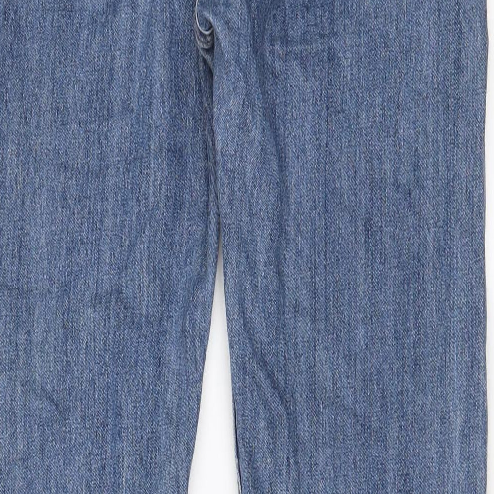 Marks and Spencer Mens Blue Cotton Straight Jeans Size 30 in L31 in Regular Zip