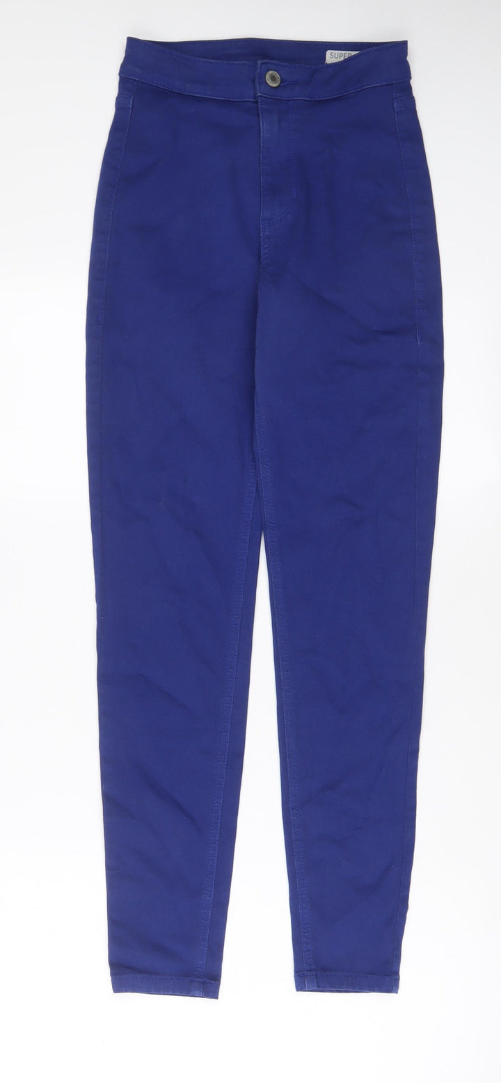 Marks and Spencer Womens Blue Cotton Skinny Jeans Size 6 L29 in Regular Zip