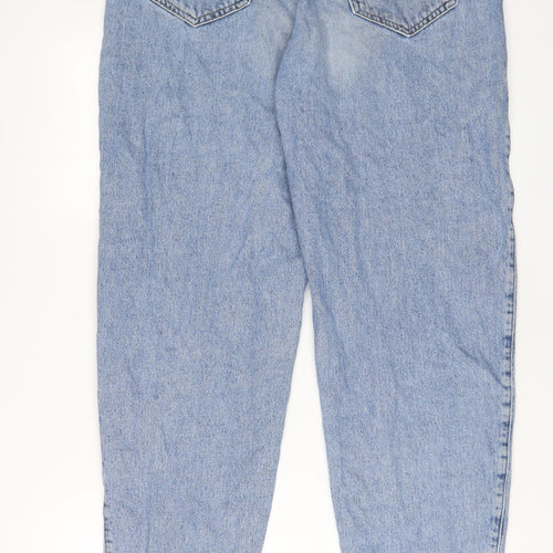 Pull&Bear Womens Blue Cotton Boyfriend Jeans Size 12 L30 in Regular Zip