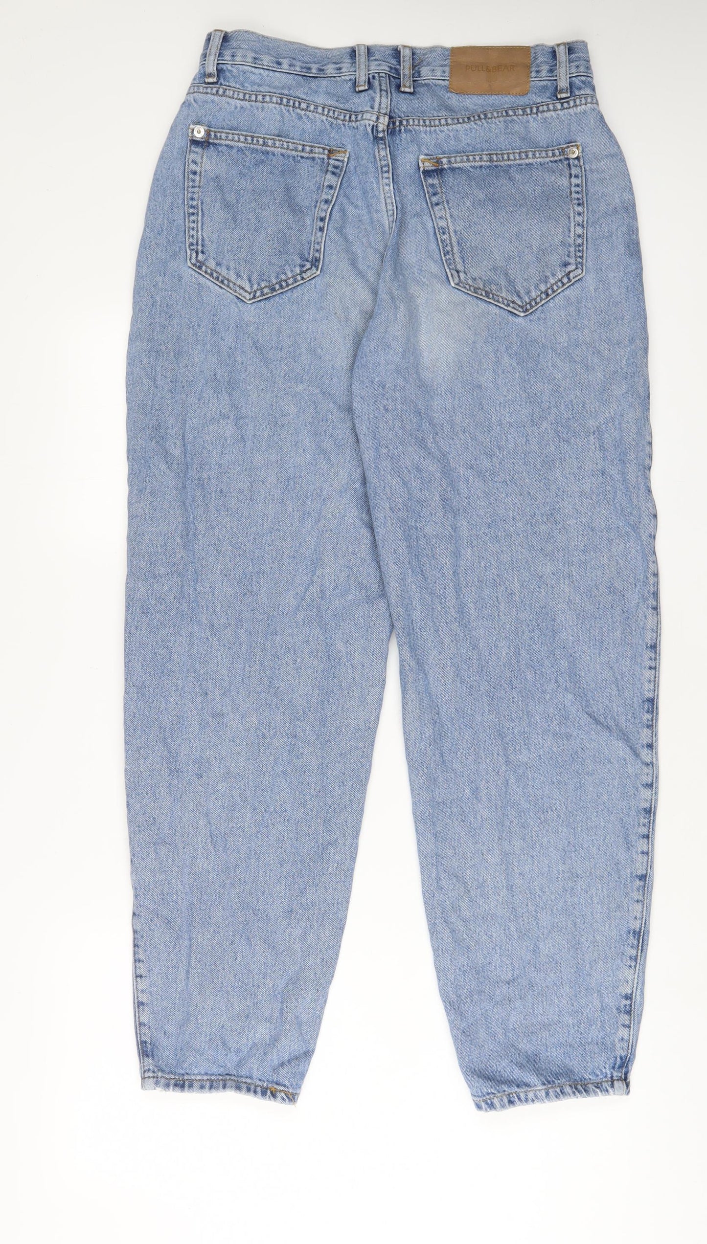 Pull&Bear Womens Blue Cotton Boyfriend Jeans Size 12 L30 in Regular Zip
