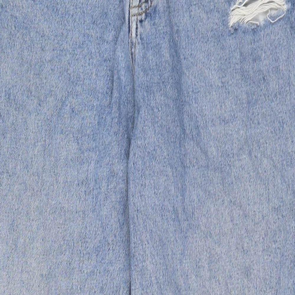 Pull&Bear Womens Blue Cotton Boyfriend Jeans Size 12 L30 in Regular Zip