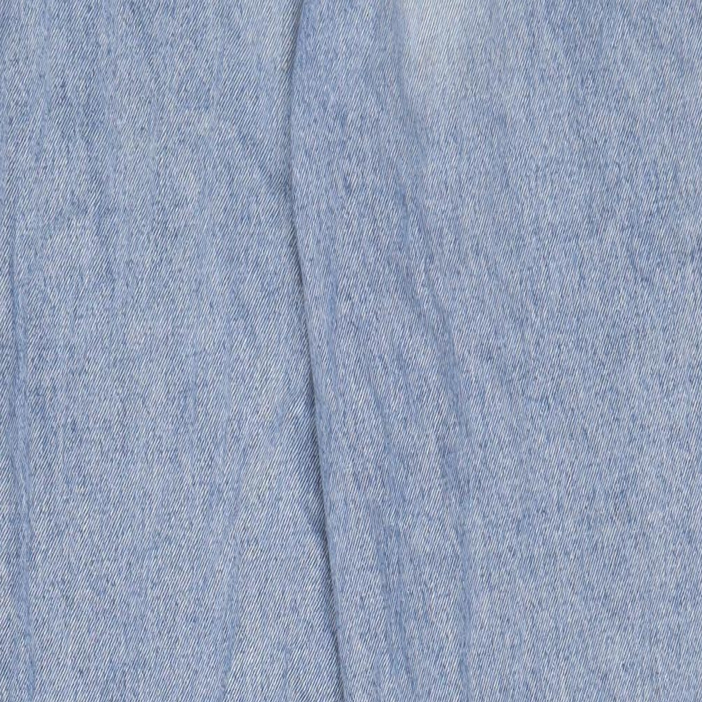 Pull&Bear Womens Blue Cotton Boyfriend Jeans Size 12 L30 in Regular Zip