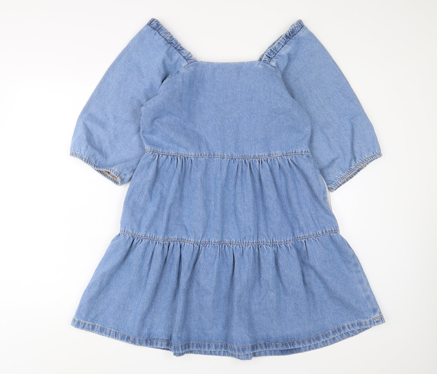 Denim & Co. Womens Blue Cotton A-Line Size 10 Square Neck Pullover