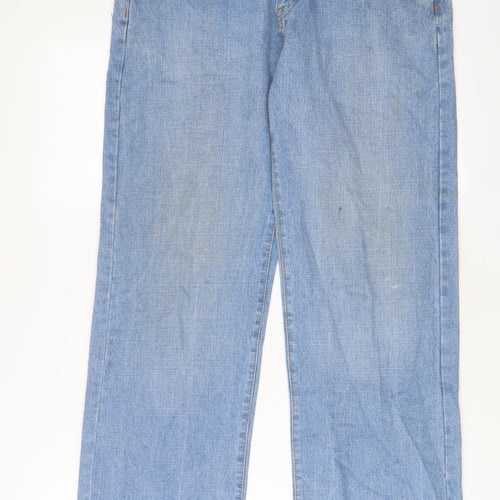 Easy Mens Blue Cotton Straight Jeans Size 34 in L30 in Regular Zip