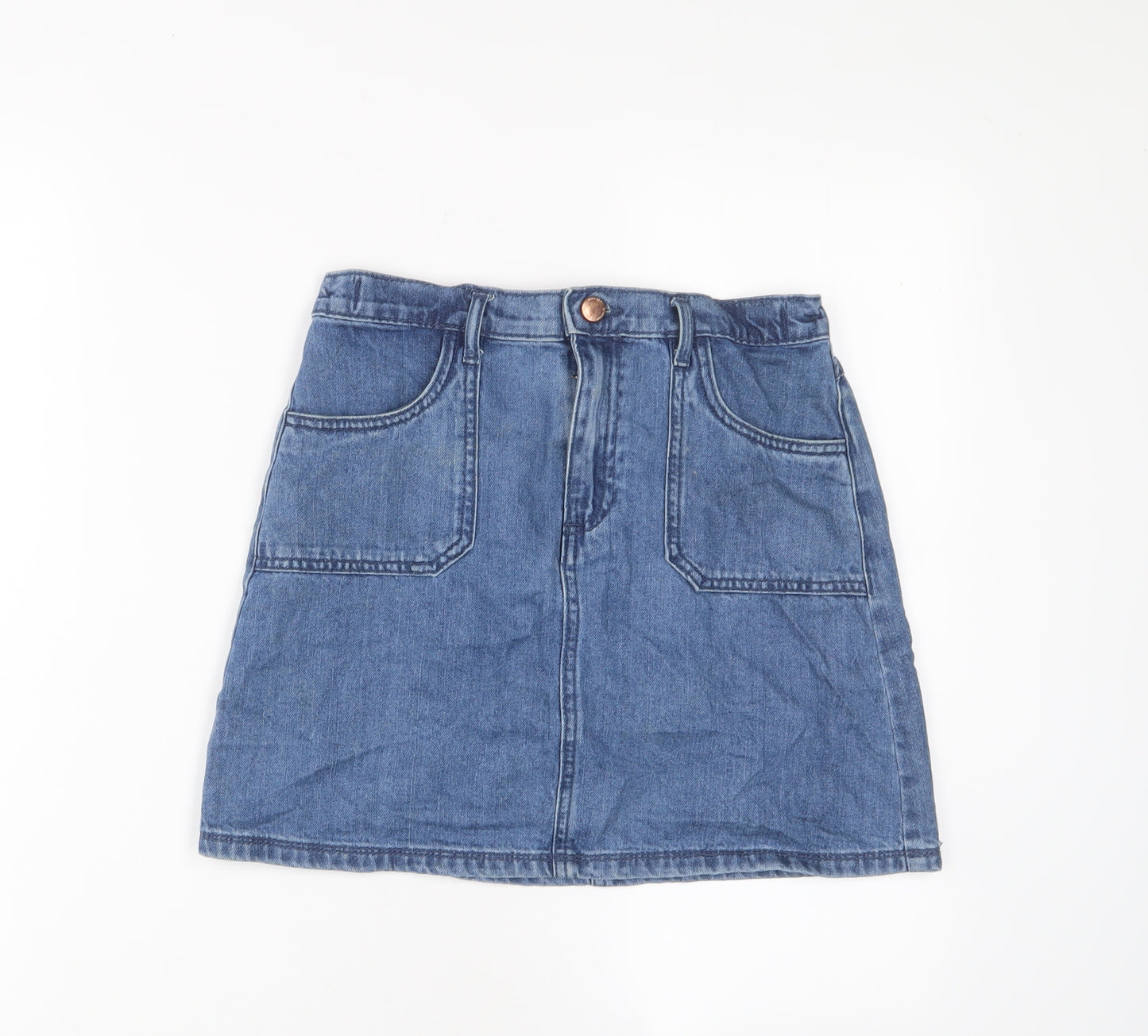 F&F Girls Blue Camel A-Line Skirt Size 11-12 Years Regular Zip