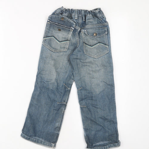 NEXT Boys Blue Cotton Wide-Leg Jeans Size 3-4 Years Regular Zip - Adjustable waist