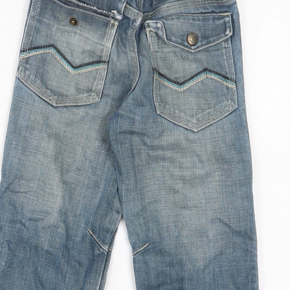 NEXT Boys Blue Cotton Wide-Leg Jeans Size 3-4 Years Regular Zip - Adjustable waist