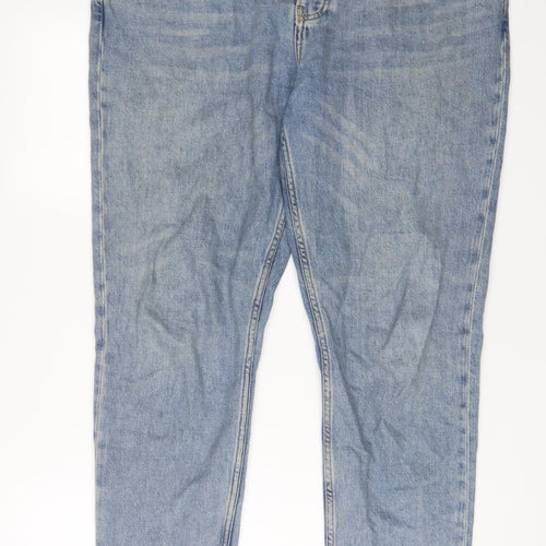 Topshop Womens Blue Cotton Straight Jeans Size 34 in L34 in Regular Button