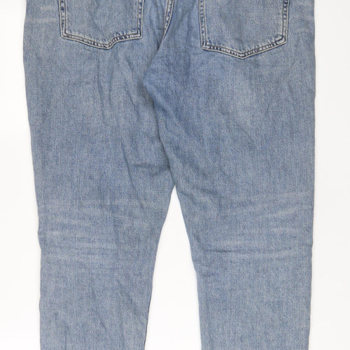 Topshop Womens Blue Cotton Straight Jeans Size 34 in L34 in Regular Button