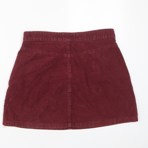 Denim & Co. Womens Red Cotton A-Line Skirt Size 10 Zip
