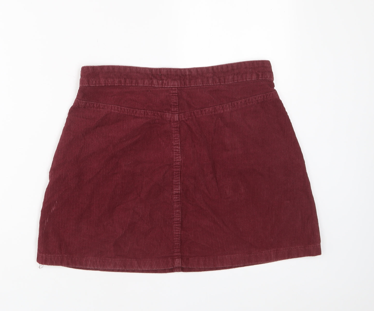 Denim & Co. Womens Red Cotton A-Line Skirt Size 10 Zip