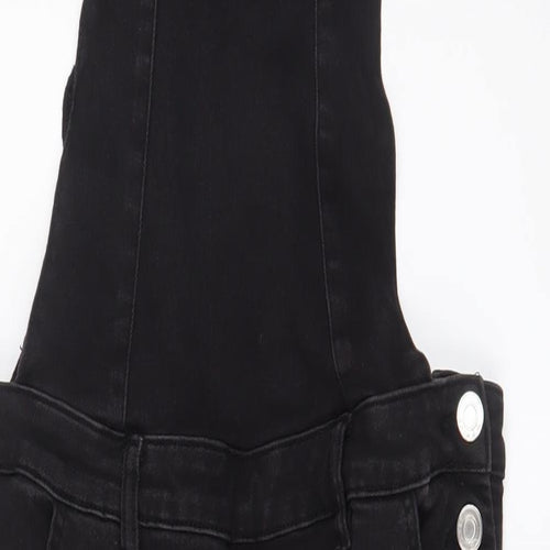 Simply Be Womens Black Cotton Pencil Dress Size 16 Square Neck Button
