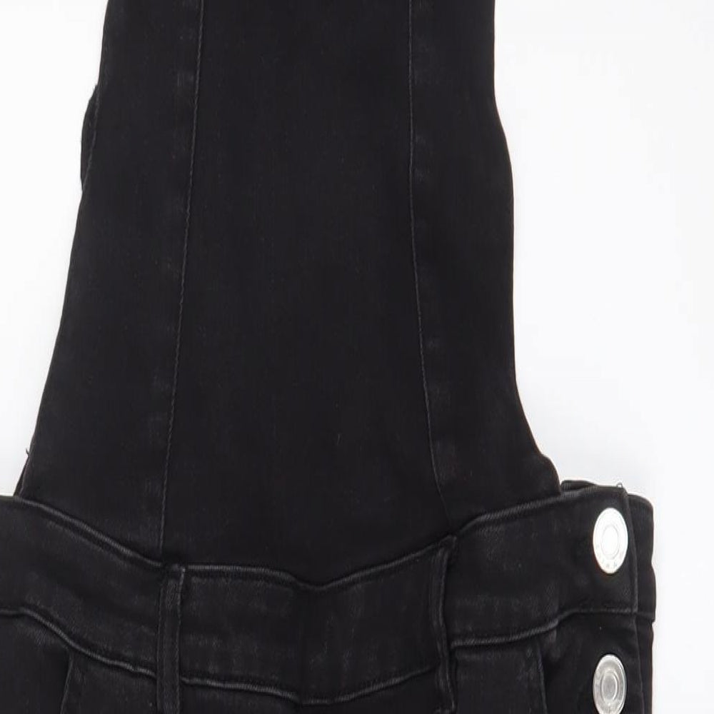 Simply Be Womens Black Cotton Pencil Dress Size 16 Square Neck Button