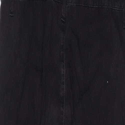 Denim & Co. Womens Black Cotton Jumpsuit One-Piece Size 12 L27 in Button