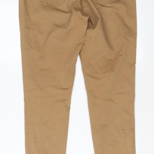 F&F Womens Brown Cotton Skinny Jeans Size 12 L28 in Regular Zip