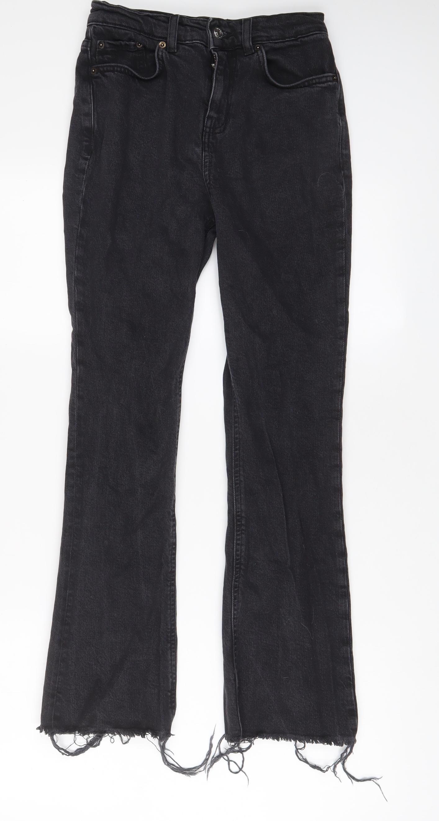 ASOS Womens Black Cotton Flared Jeans Size 26 in L28 in Regular Zip