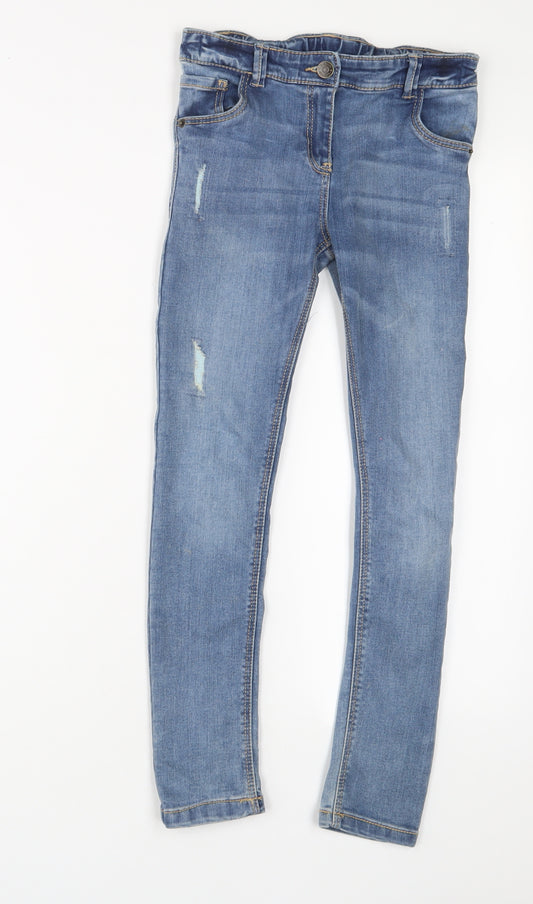 TU Boys Blue Cotton Skinny Jeans Size 9 Months L23 in Regular Zip - Adjustable waist