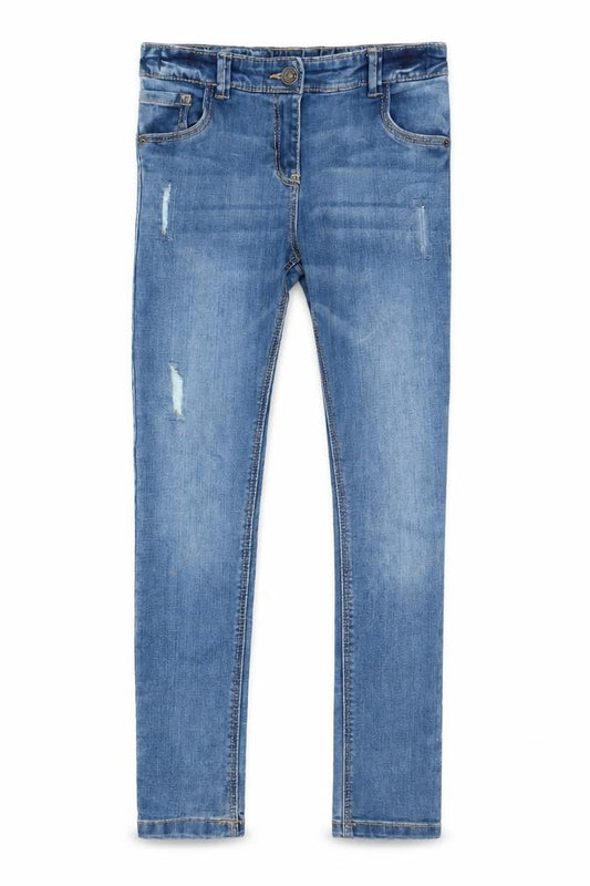 TU Boys Blue Cotton Skinny Jeans Size 9 Months L23 in Regular Zip - Adjustable waist