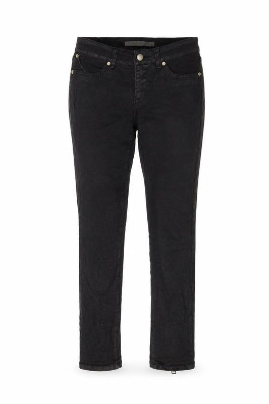 Front view of Superfine women’s black cotton skinny jeans, size UK 25, in, 30-inch leg regular zip