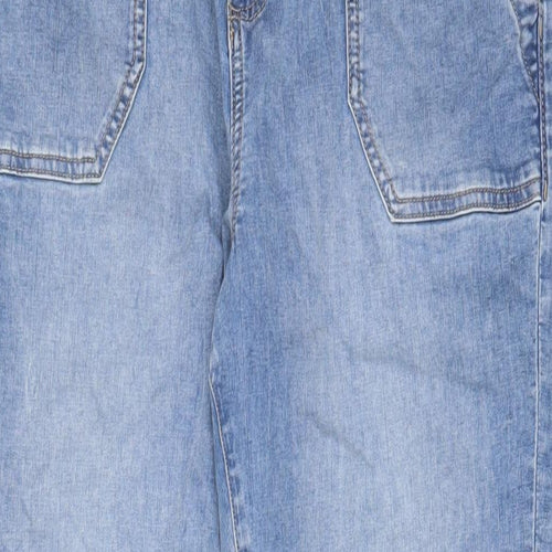 Marks and Spencer Womens Blue Cotton Tapered Jeans Size 14 L27 in Regular Zip