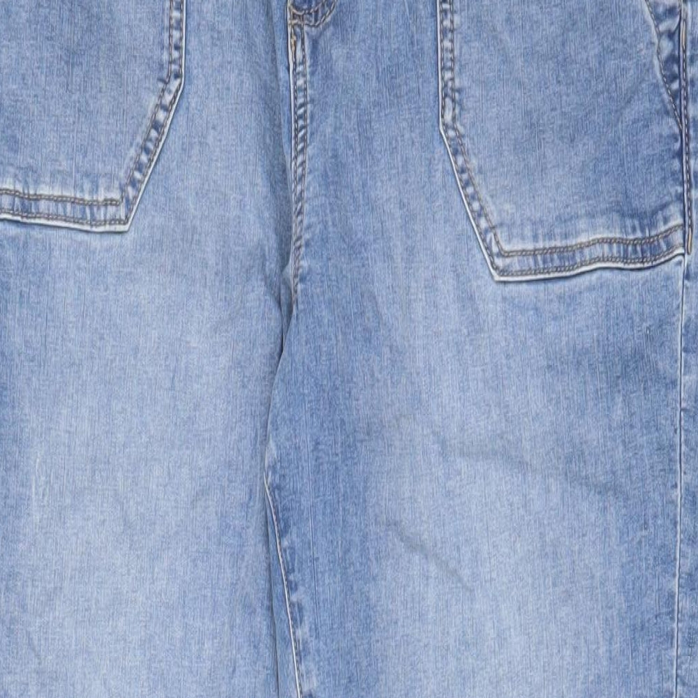 Marks and Spencer Womens Blue Cotton Tapered Jeans Size 14 L27 in Regular Zip