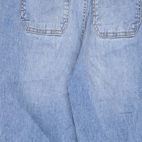 Marks and Spencer Womens Blue Cotton Tapered Jeans Size 14 L27 in Regular Zip